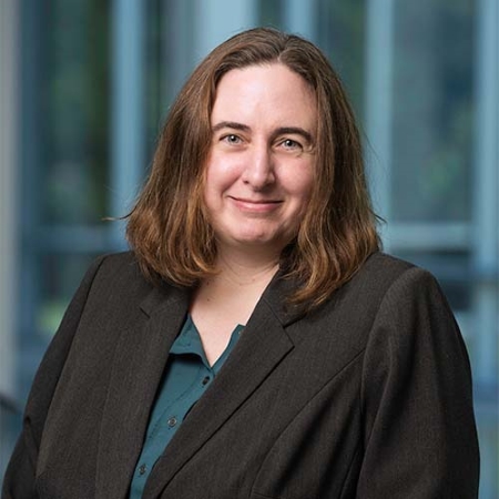 Jan Allbeck in a black blazer and blue shirt